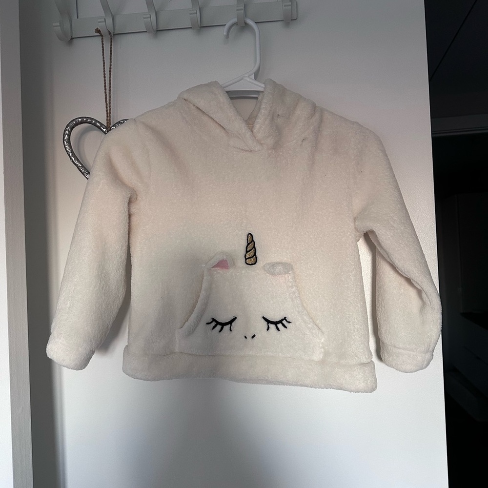 H&M White Fleece Unicorn Hoodie for Kids